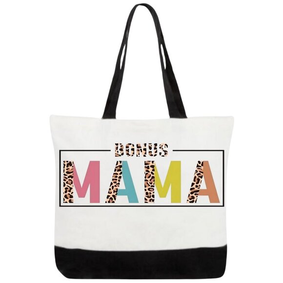 Bonus Mama Animal Print Canvas Tote Bag - Picture 1 of 2